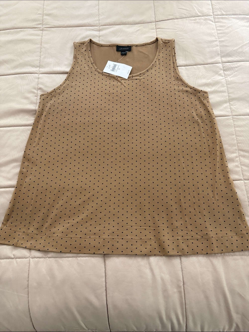 NWT J.Jill Tan Polka Dot Sleeveless Tank size S